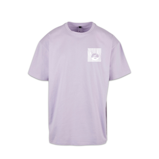 Oversized T-Shirt Light Lila | Samt Logo „Philosophy“ Weiß