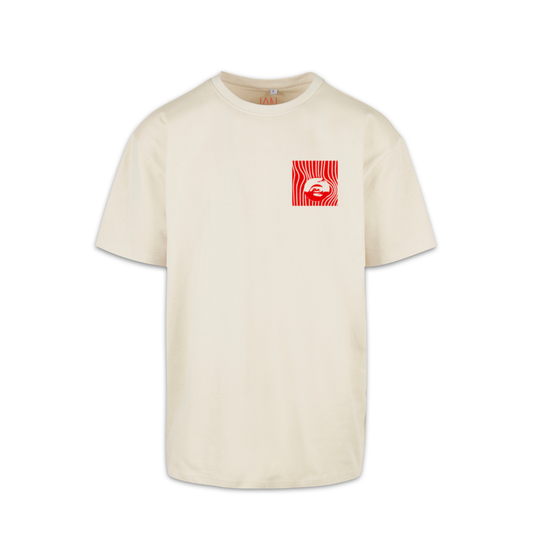 Oversized T-Shirt Light Creme | Samt Logo „Philosophy“ Rot