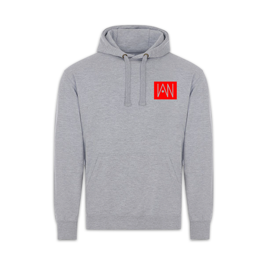 Hoodie grau | Samt Logo rot