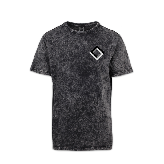 T-Shirt Acid Washed Black/White | Samt Druck „Illusion“